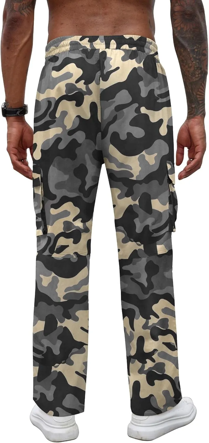 COOFANDY Men's Casual Cargo Pants Cotton Drawstring Athletic Jogger Sweatpants