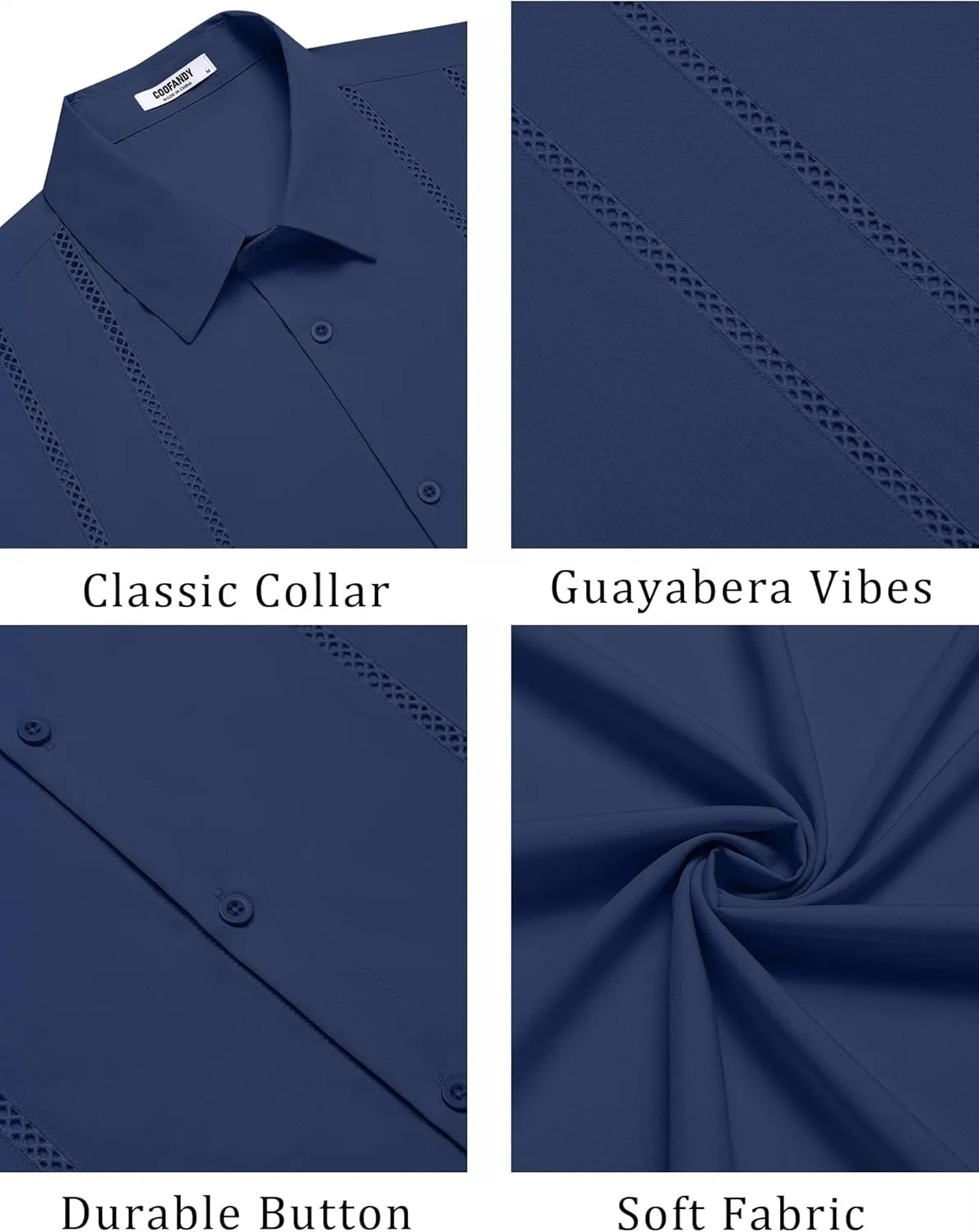 COOFANDY Men's Cuban Guayabera Shirt Summer Beach Vacation Shirt Casual Short Sleeve Button Down Resort Wear