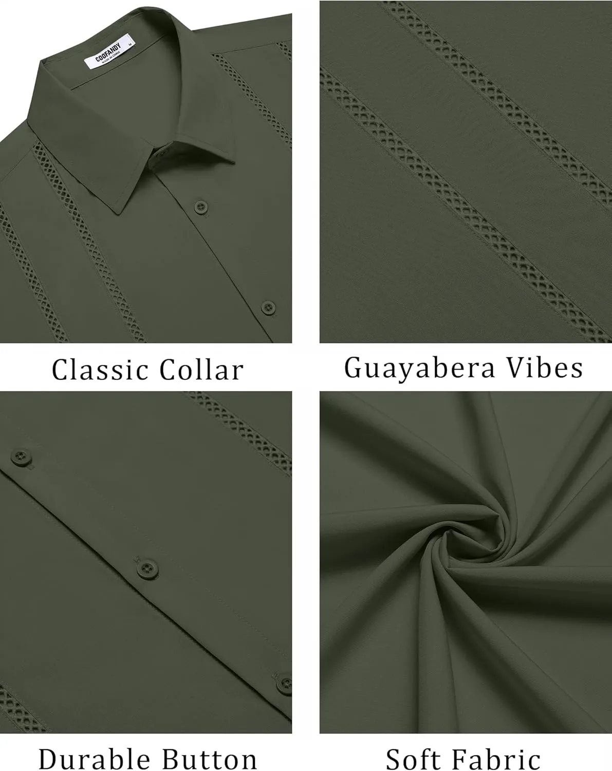 COOFANDY Men's Cuban Guayabera Shirt Summer Beach Vacation Shirt Casual Short Sleeve Button Down Resort Wear