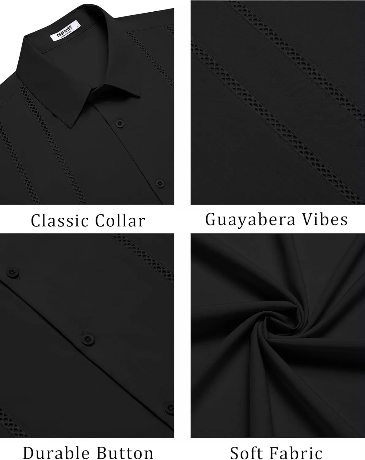 COOFANDY Men's Cuban Guayabera Shirt Summer Beach Vacation Shirt Casual Short Sleeve Button Down Resort Wear