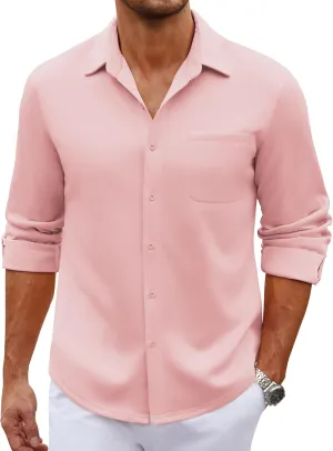 COOFANDY Men's Long Sleeve Wrinkle Free Shirt Casual Button Down Shirts Stretch Dress Shirt with Pocket