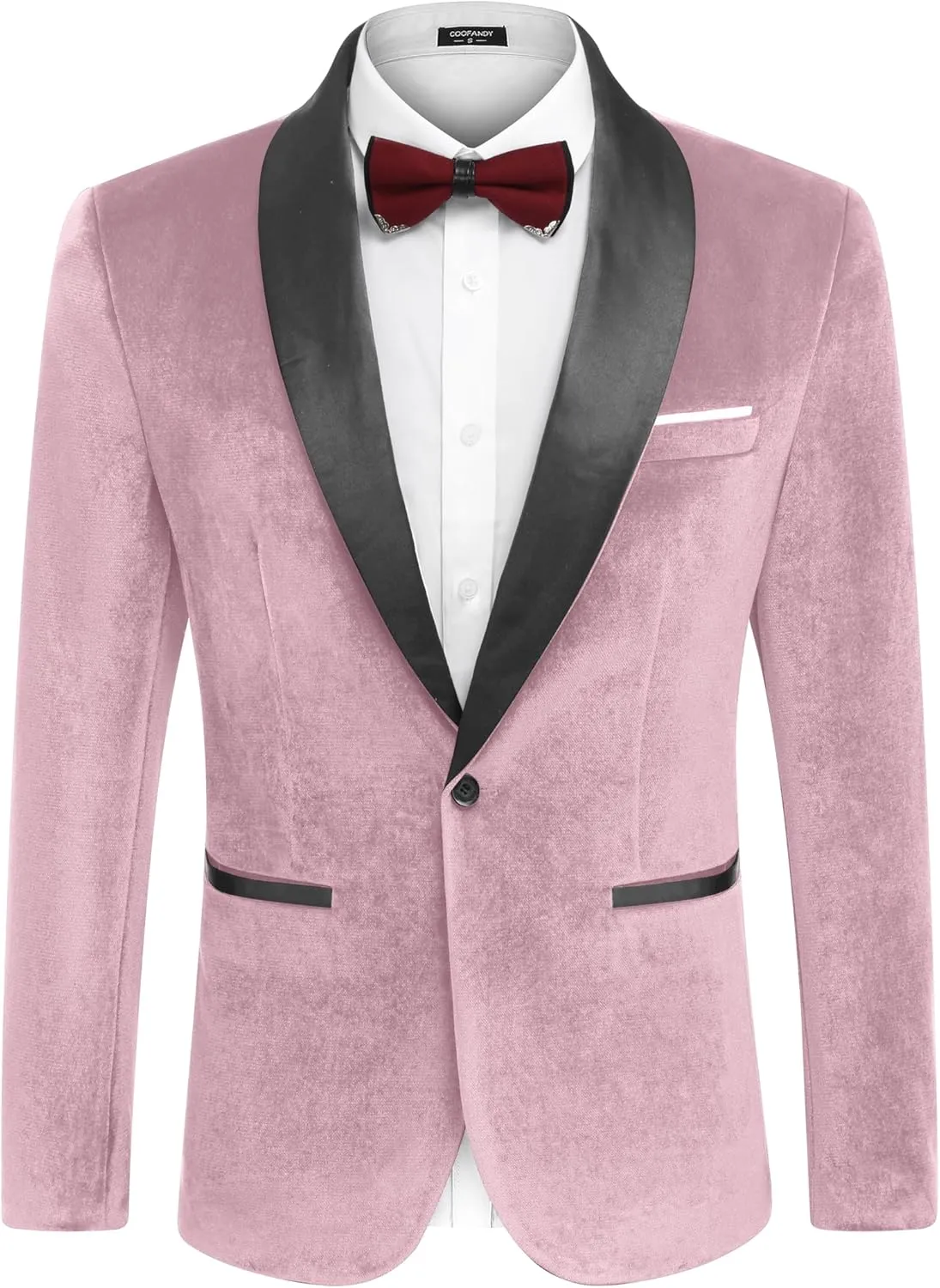 COOFANDY Men's Velvet Tuxedo One Button Jacket Dinner Prom Wedding Blazer Jacket