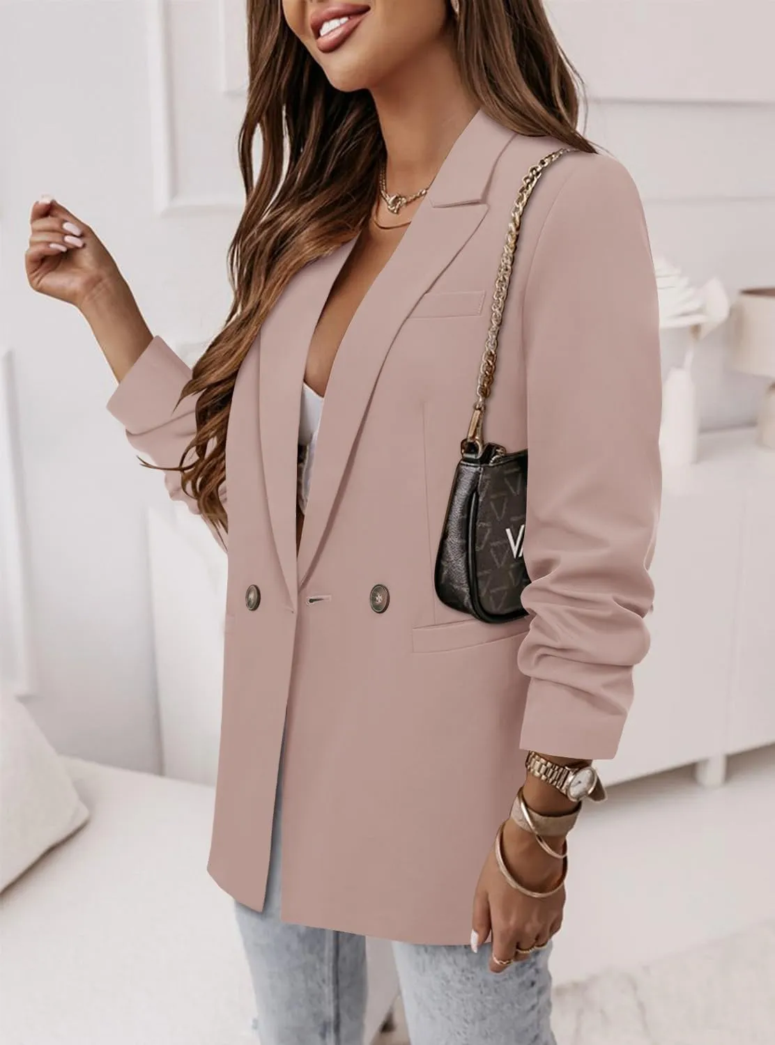 CRAZY GRID Women Business Casual Blazer Jacket Fashion with Lined Work Professional Suit Jacket
