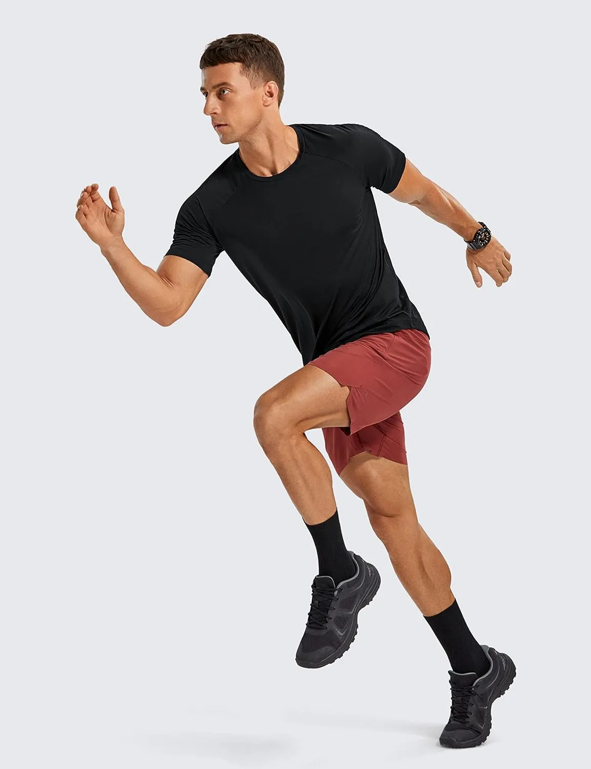 CRZ YOGA Lightweight Short Sleeve T-Shirt for Men Quick Dry Workout Running Athletic Tee Shirt Tops