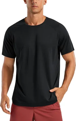 CRZ YOGA Lightweight Short Sleeve T-Shirt for Men Quick Dry Workout Running Athletic Tee Shirt Tops