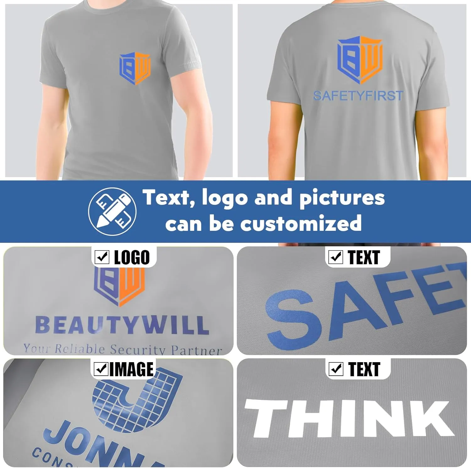 Custom Shirt for Men, Quick Dry Bird's-Eye Knit Polyester, Design Your Own Shirts, Customized T-Shirt Front & Back