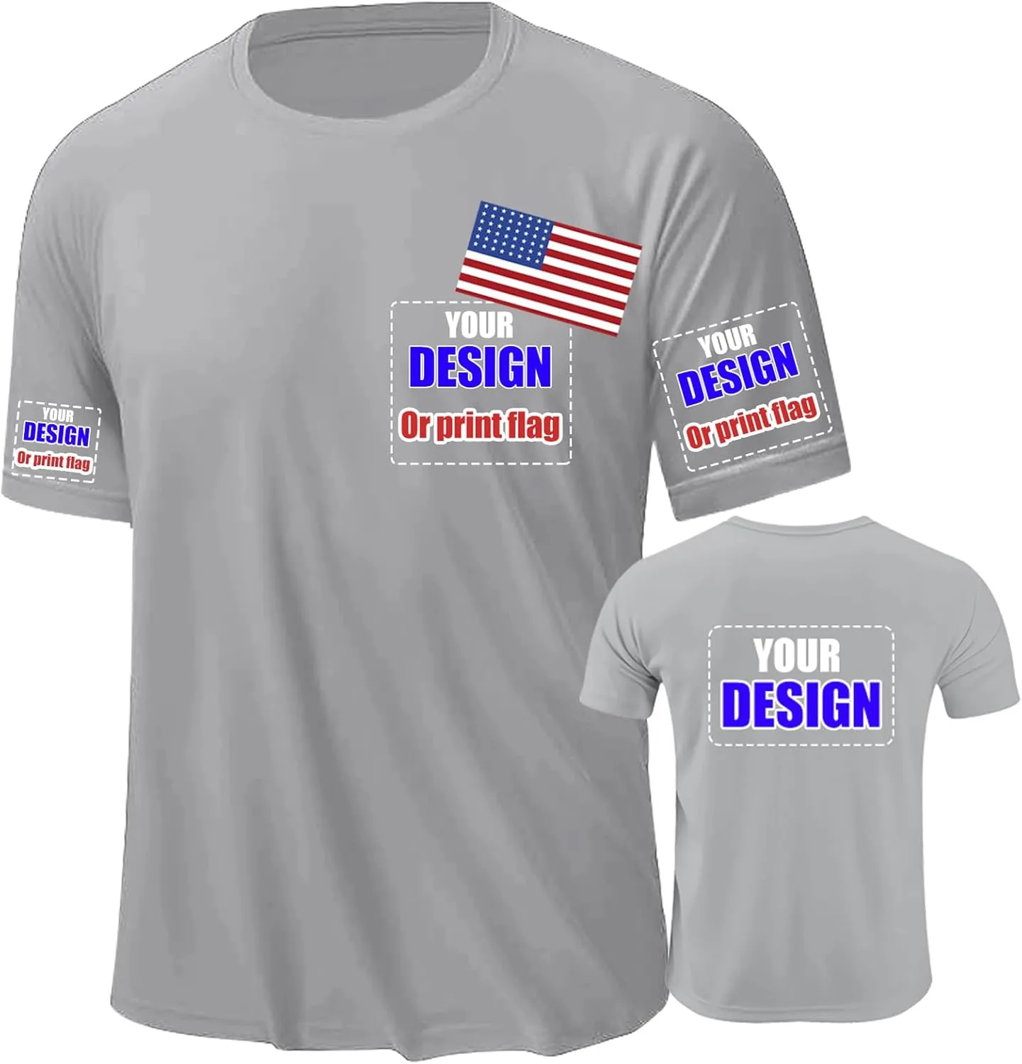 Custom Shirt for Men, Quick Dry Bird's-Eye Knit Polyester, Design Your Own Shirts, Customized T-Shirt Front & Back