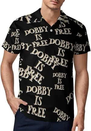 Dobby Is Free Men's Polo-Shirt Regular-Fit Short Sleeve Sports Quick Dry Golf Tennis T-Shirt