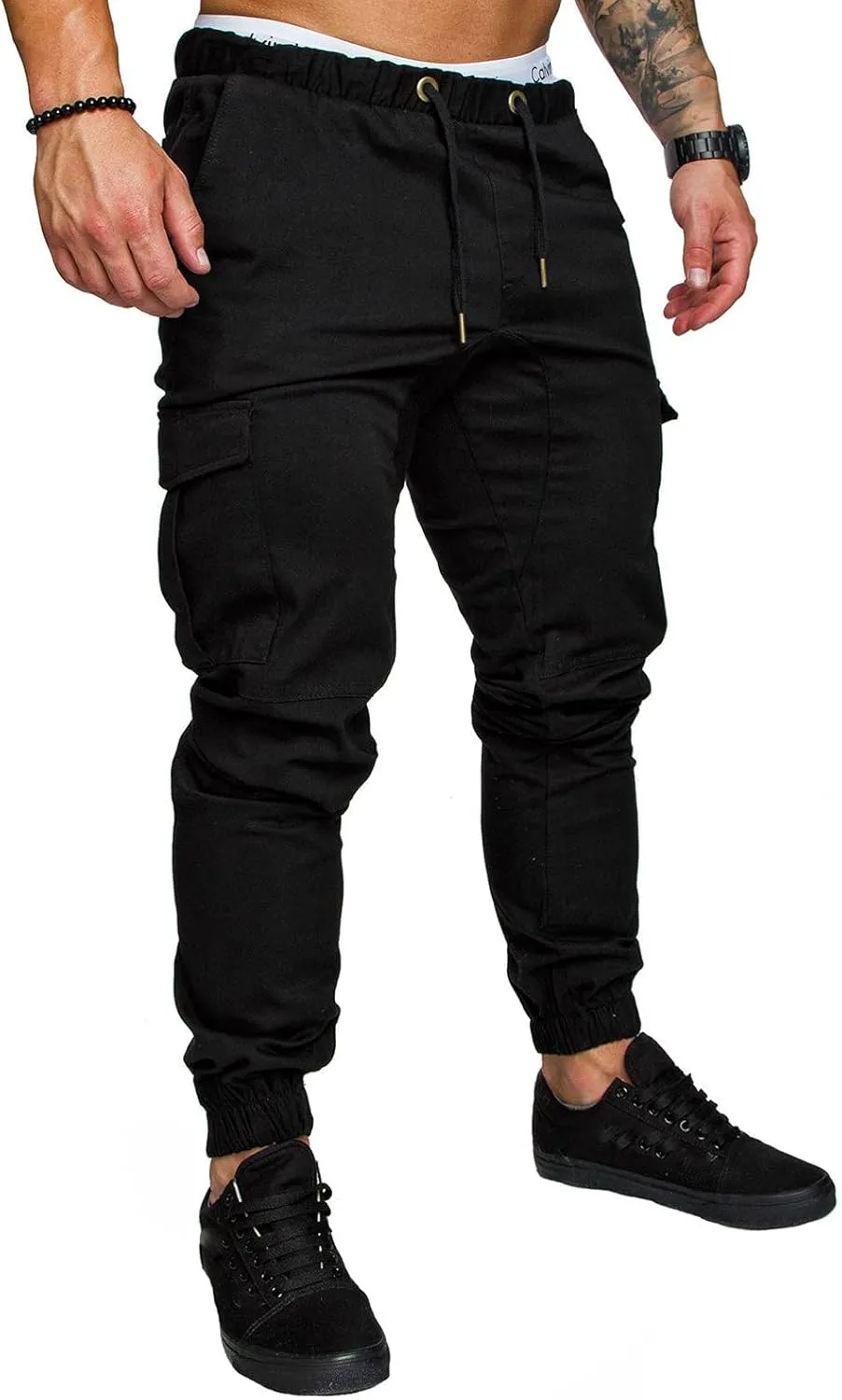 Dudubaby Plus Size Dress Pants for Mens Work Pants Casual Multi Pocket Trousers Sports Drawstring Trousers