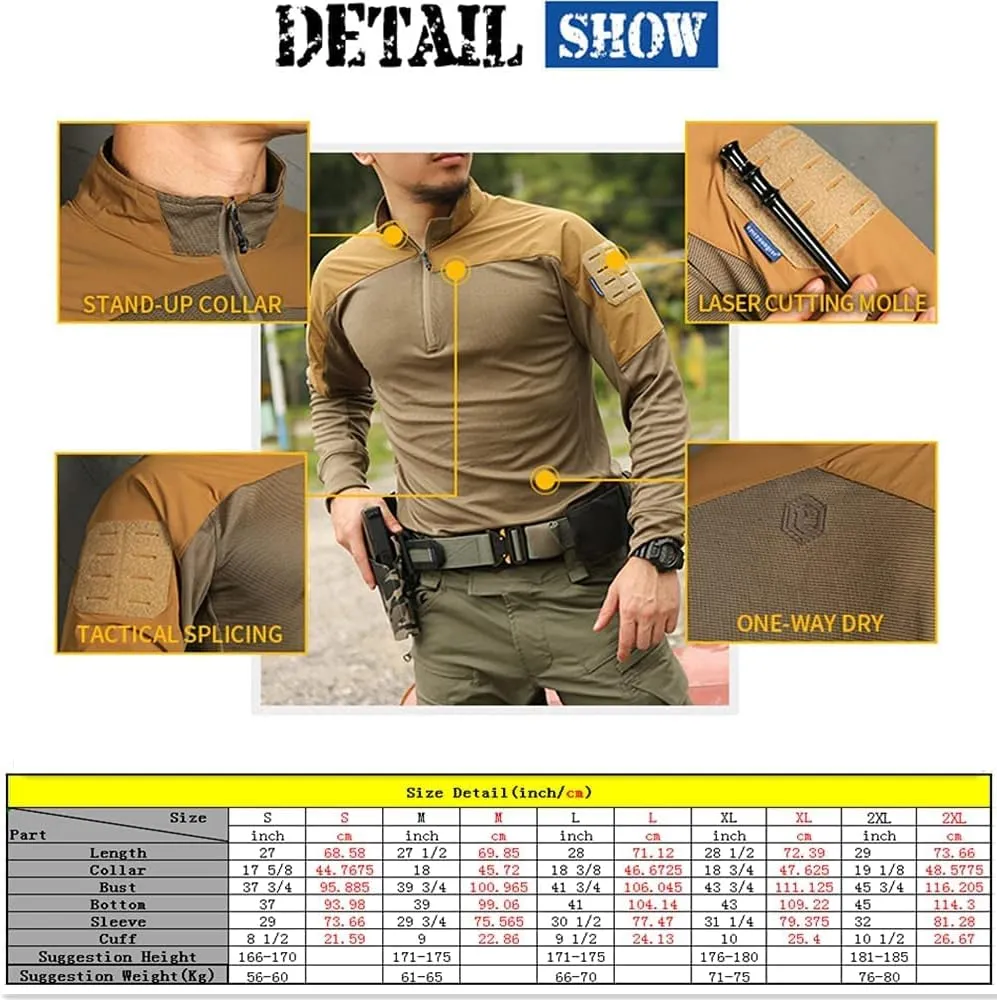 EMERSONGEAR Men's Tactical Long Sleeve Shirt, Combat Airsoft Paintball Hiking Quick Dry Slim Fit T-Shirt