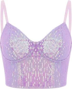 Erinaco Women's Rhinestone Diamond Tank Top Color Beaded Sling Tube Top Bustier Vest Crop Top Sexy Corset Bra Summer