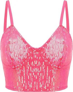 Erinaco Women's Rhinestone Diamond Tank Top Color Beaded Sling Tube Top Bustier Vest Crop Top Sexy Corset Bra Summer