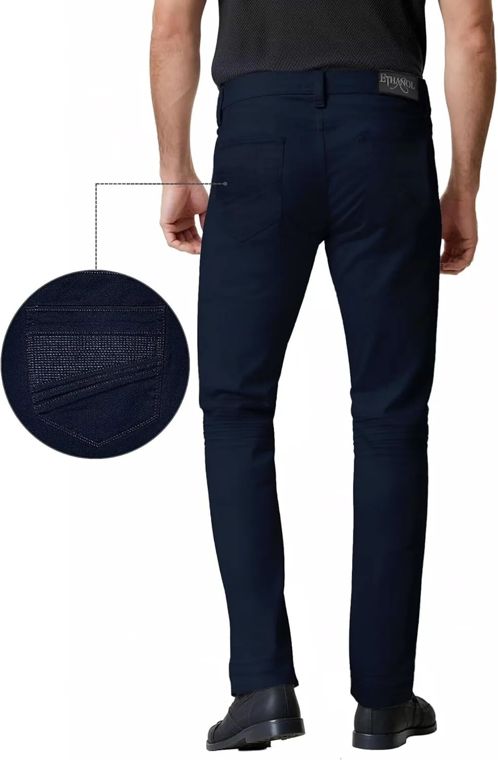 ETHANOL Men's Slim-Fit Comfort Stretch with 5 Pocket Design Straight Pants