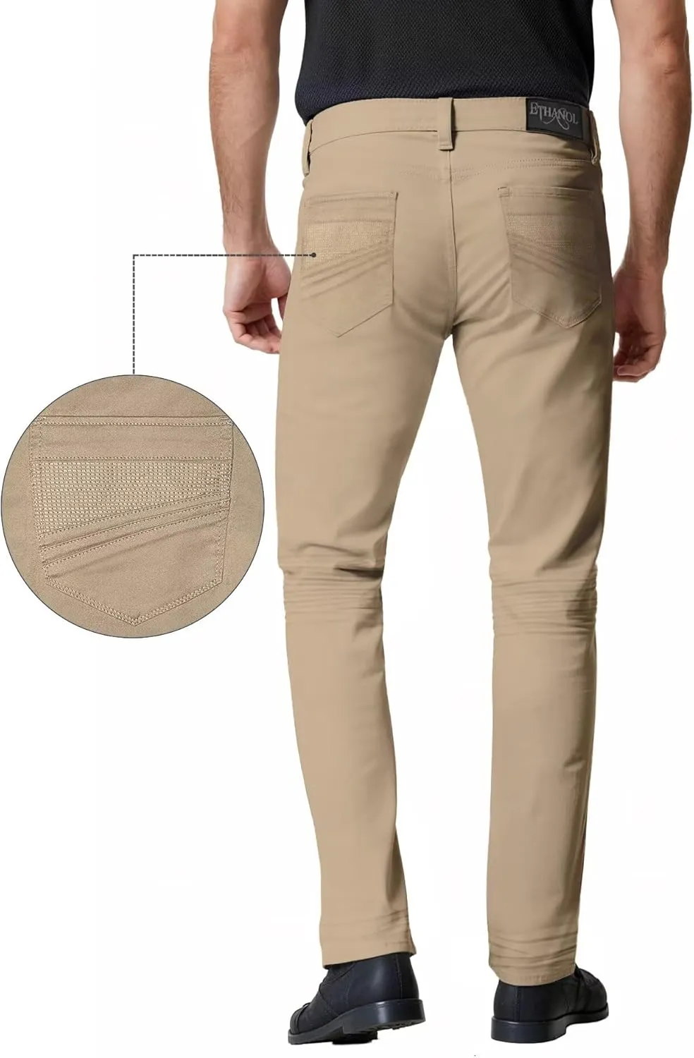 ETHANOL Men's Slim-Fit Comfort Stretch with 5 Pocket Design Straight Pants