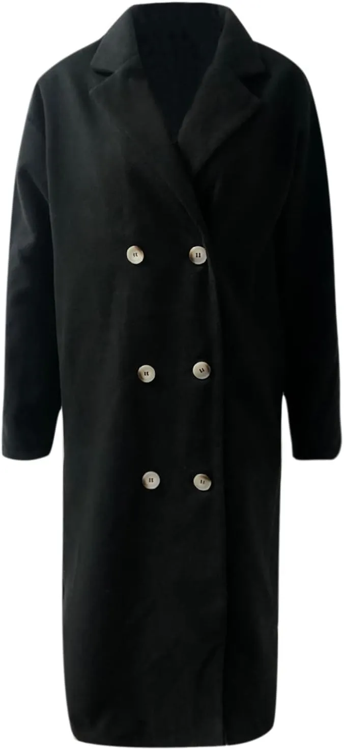 Fall Coats for Women 2024 Winter Peacoat Casual Double Breasted Wool Coat Fashion Elegant Notch Lapel Trench Coats