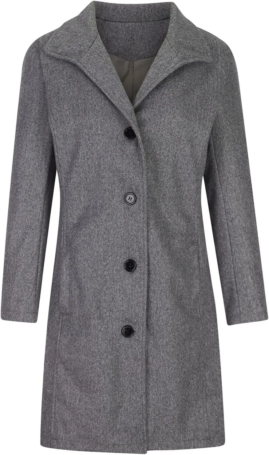 fartey Womens Winter Wool Trench Coat Oversized Single Breast Notched Collar Overcoats Thicken Warm Office Pea Coat Jackets