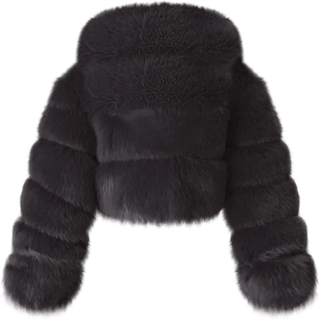 Faux Fur Coat Women with Hood Cropped Bubble Coats Furry Short Warm Jackets Plus Size Winter Coats for Women