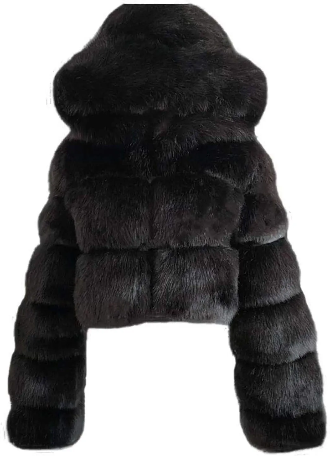 Faux Fur Coat Women with Hood Cropped Bubble Coats Furry Short Warm Jackets Plus Size Winter Coats for Women