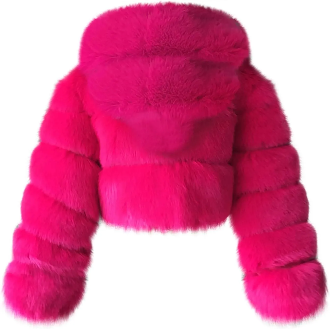 Faux Fur Coat Women with Hood Cropped Bubble Coats Furry Short Warm Jackets Plus Size Winter Coats for Women