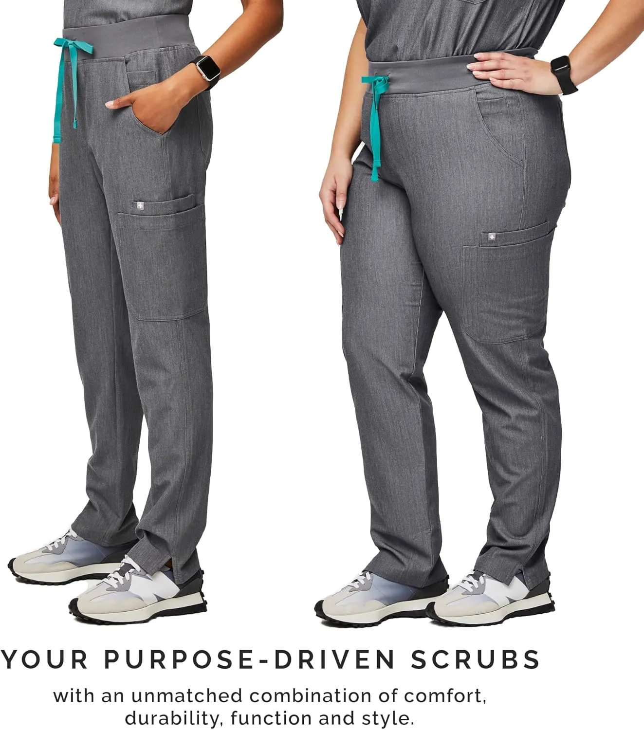 FIGS YOLA High Waisted Skinny Scrub Pants for Women  11 Pockets, 4-Way Stretch, Yoga Waistband Womens Scrub Pants