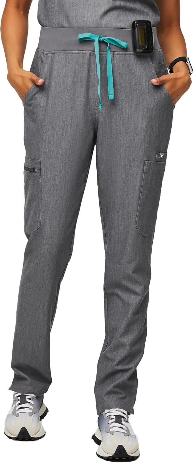 FIGS YOLA High Waisted Skinny Scrub Pants for Women  11 Pockets, 4-Way Stretch, Yoga Waistband Womens Scrub Pants