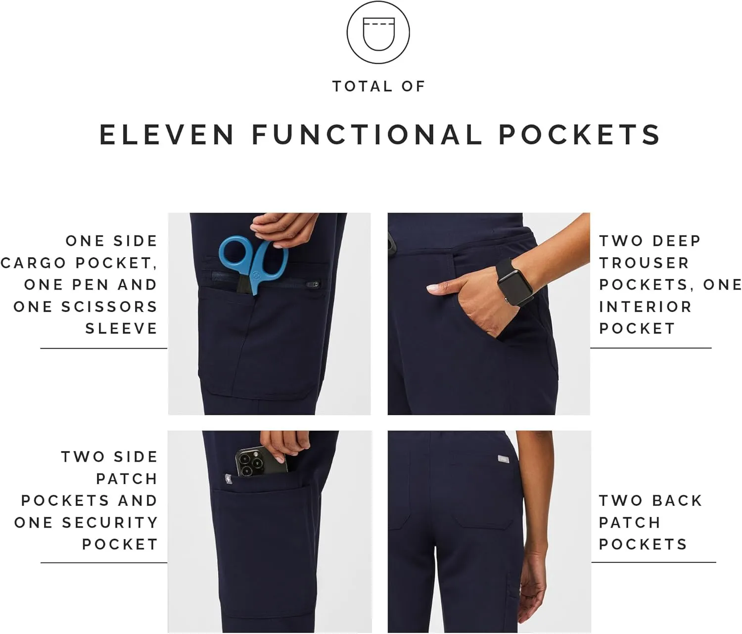 FIGS YOLA High Waisted Skinny Scrub Pants for Women  11 Pockets, 4-Way Stretch, Yoga Waistband Womens Scrub Pants