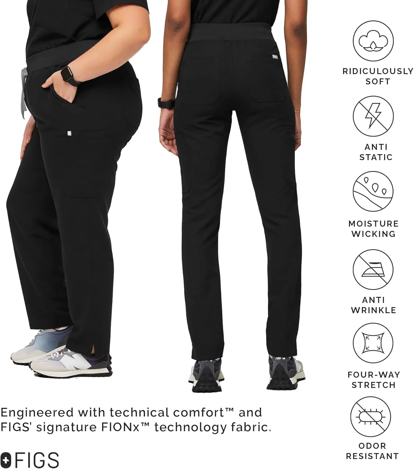 FIGS YOLA High Waisted Skinny Scrub Pants for Women  11 Pockets, 4-Way Stretch, Yoga Waistband Womens Scrub Pants