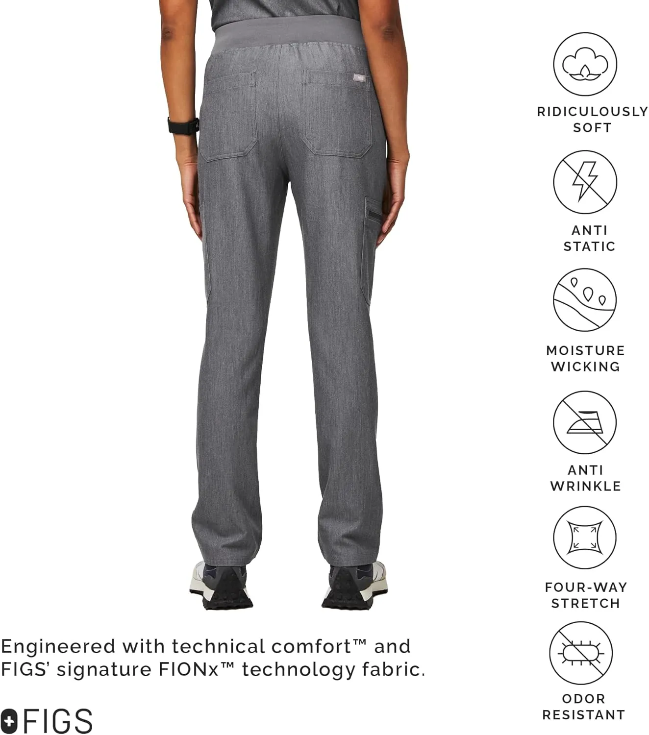 FIGS YOLA High Waisted Skinny Scrub Pants for Women  11 Pockets, 4-Way Stretch, Yoga Waistband Womens Scrub Pants