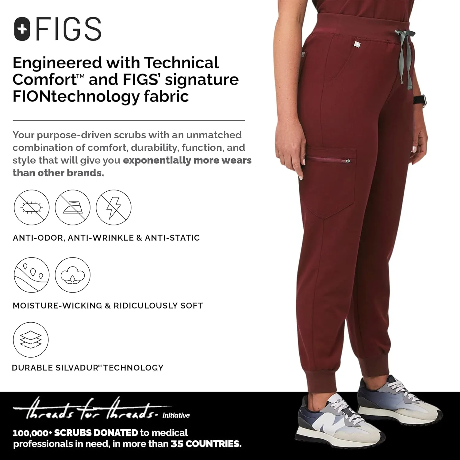 FIGS Zamora High Waisted Jogger Style Scrub Pants for Women  Slim Fit, 6 Pockets, High Rise Yoga Waistband Women Scrub Pants