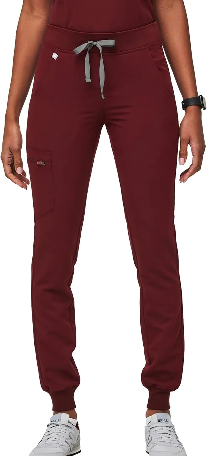 FIGS Zamora Jogger Style Scrub Pants for Women  Slim Fit, 6 Pockets, Yoga Waistband, Ribbed Ankle Cuffs, Anti-Wrinkle