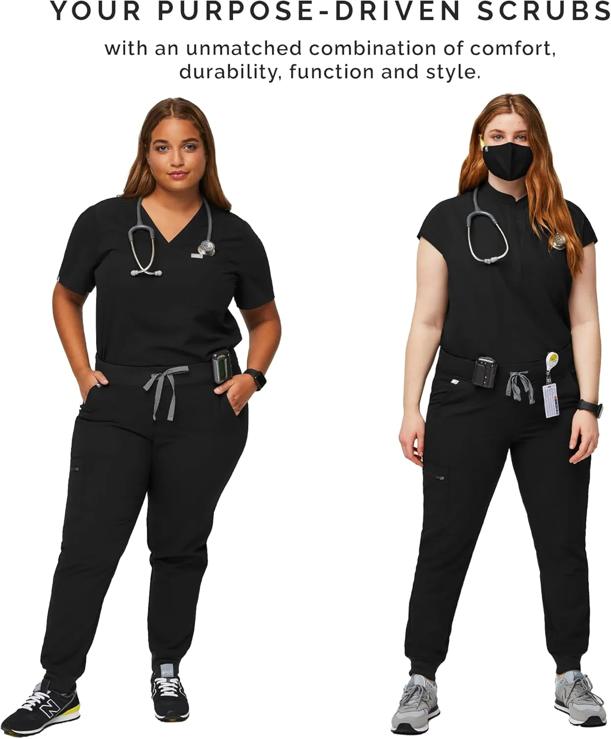 FIGS Zamora Jogger Style Scrub Pants for Women  Slim Fit, 6 Pockets, Yoga Waistband, Ribbed Ankle Cuffs, Anti-Wrinkle