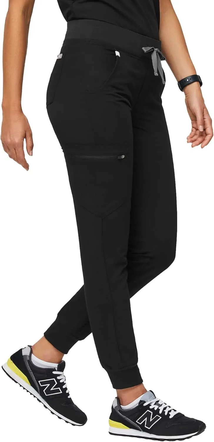 FIGS Zamora Jogger Style Scrub Pants for Women  Slim Fit, 6 Pockets, Yoga Waistband, Ribbed Ankle Cuffs, Anti-Wrinkle