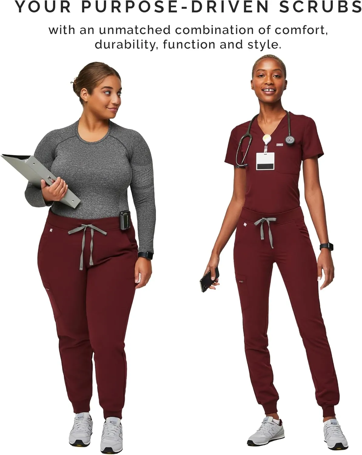 FIGS Zamora Jogger Style Scrub Pants for Women  Slim Fit, 6 Pockets, Yoga Waistband, Ribbed Ankle Cuffs, Anti-Wrinkle
