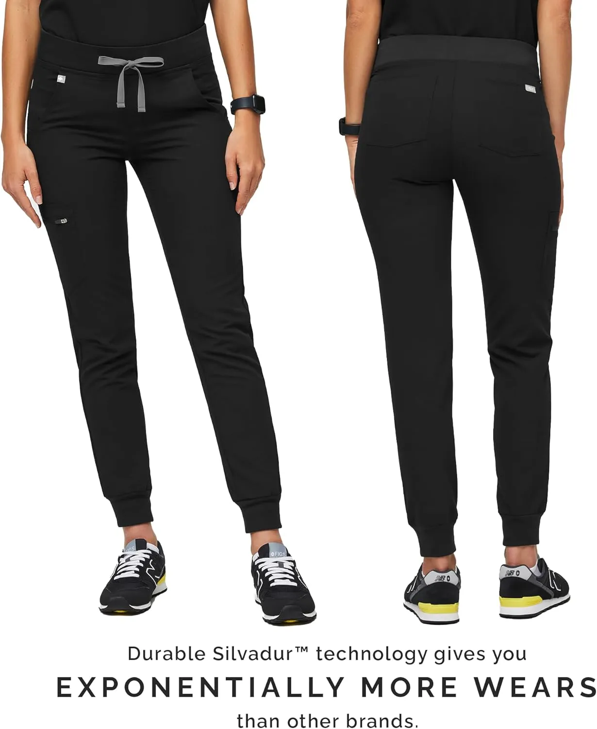 FIGS Zamora Jogger Style Scrub Pants for Women  Slim Fit, 6 Pockets, Yoga Waistband, Ribbed Ankle Cuffs, Anti-Wrinkle