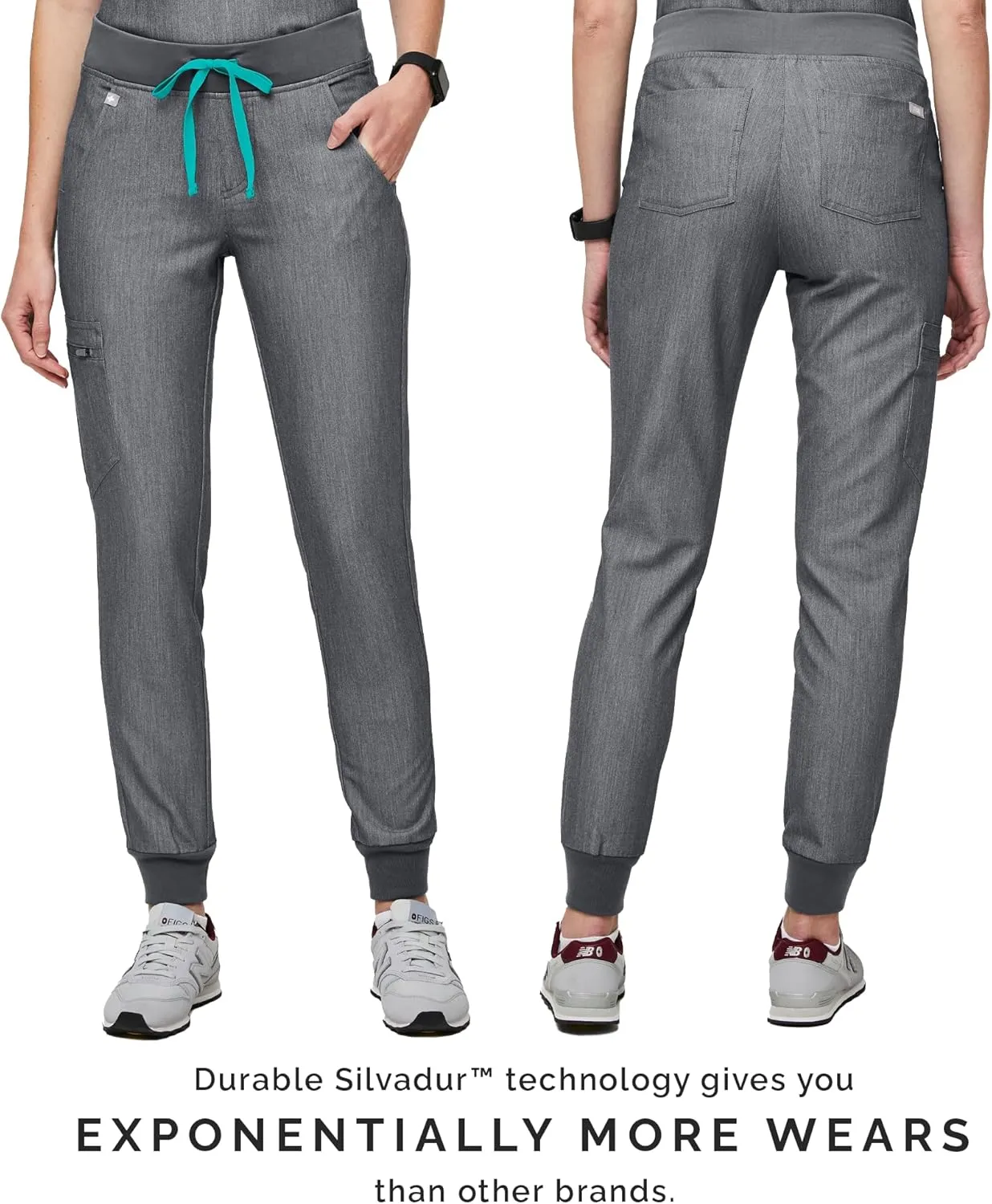 FIGS Zamora Jogger Style Scrub Pants for Women  Slim Fit, 6 Pockets, Yoga Waistband, Ribbed Ankle Cuffs, Anti-Wrinkle
