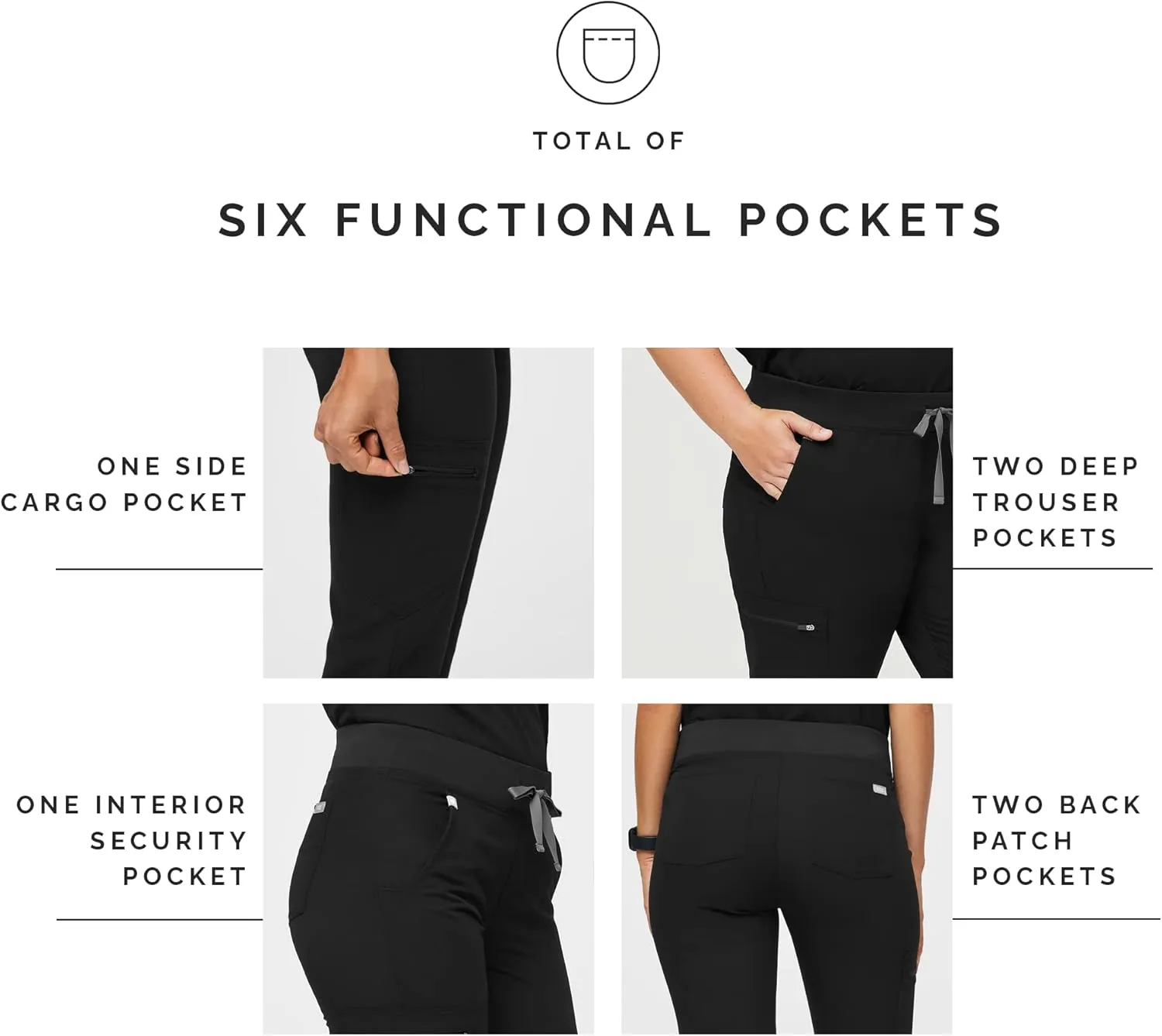 FIGS Zamora Jogger Style Scrub Pants for Women  Slim Fit, 6 Pockets, Yoga Waistband, Ribbed Ankle Cuffs, Anti-Wrinkle