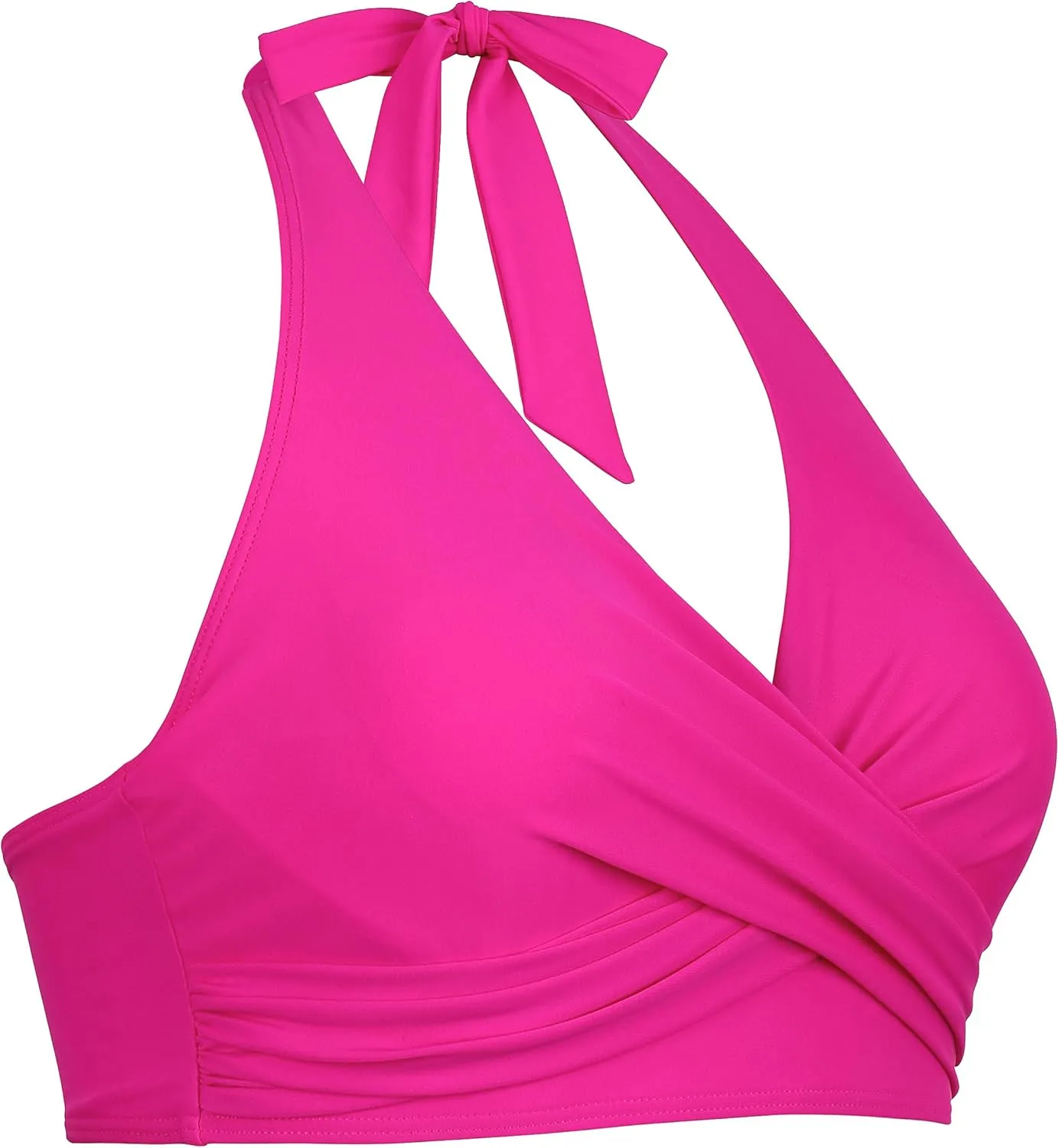 Firpearl Women's Underwire Bikini Tops V Neck Halter Swim Top Push Up Criss Cross Bathing Suit Top Only