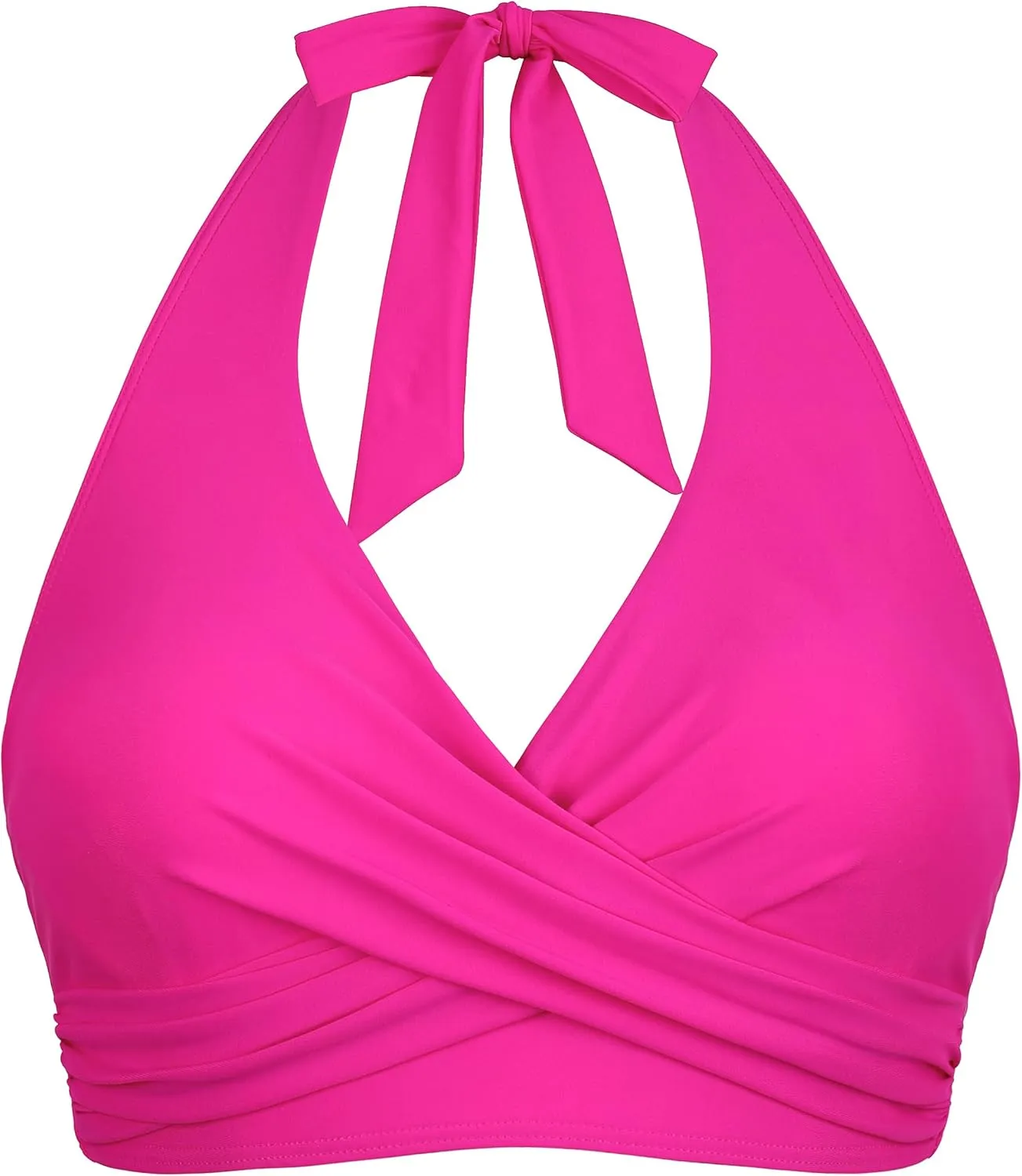 Firpearl Women's Underwire Bikini Tops V Neck Halter Swim Top Push Up Criss Cross Bathing Suit Top Only