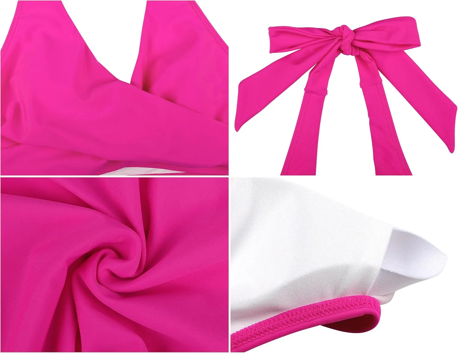 Firpearl Women's Underwire Bikini Tops V Neck Halter Swim Top Push Up Criss Cross Bathing Suit Top Only