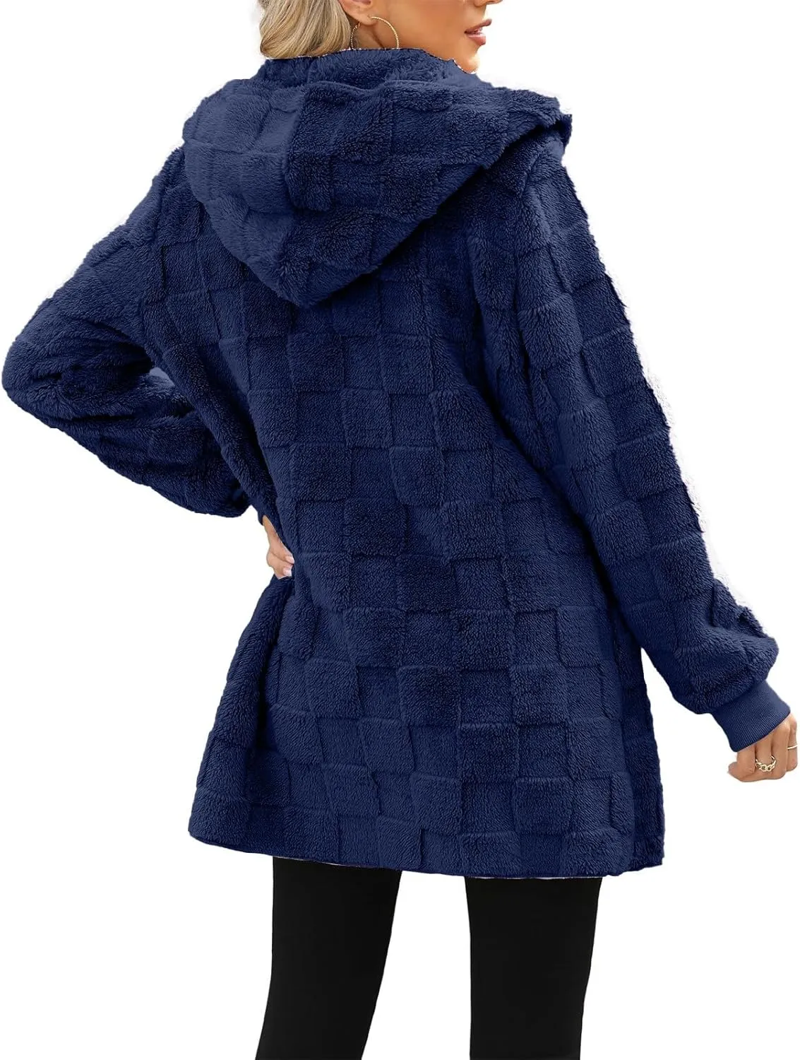 Fleece Jacket Women Loose Casual Solid Color With Pockets Double Sided Velvet Cardigan Long Sleeved Jacket