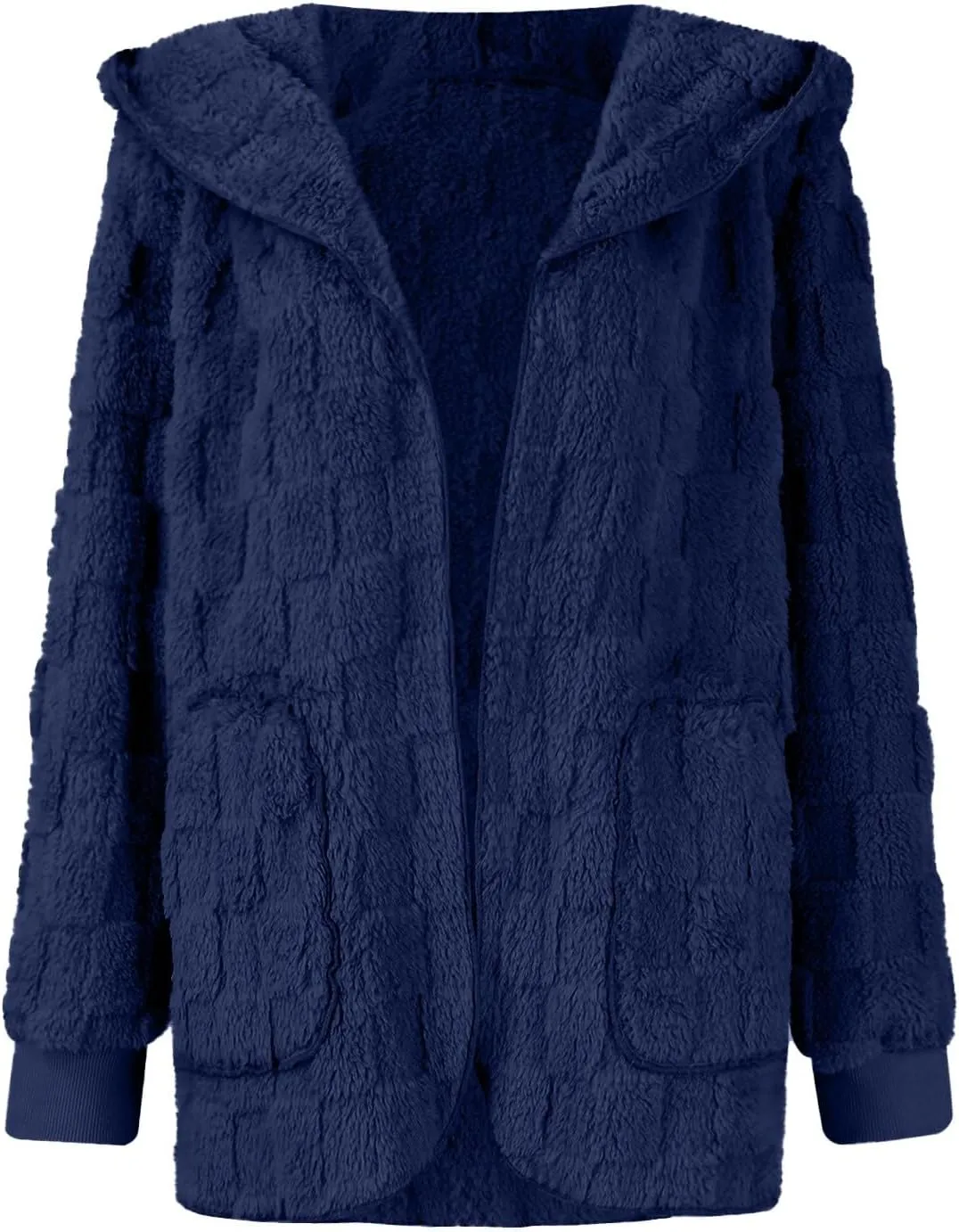 Fleece Jacket Women Loose Casual Solid Color With Pockets Double Sided Velvet Cardigan Long Sleeved Jacket