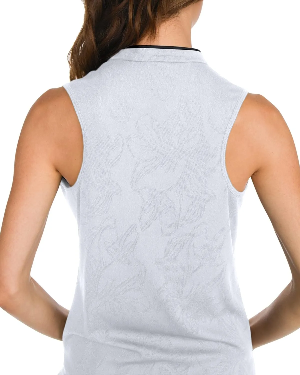 Floral Golf Polo Shirt for Women - Sleeveless Collarless Design - Quick Dry Racerback Tank Top w/Stretch Fabric