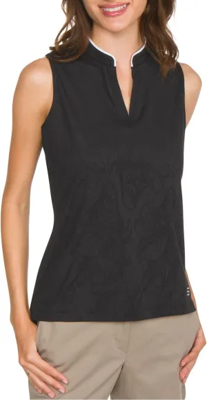Floral Golf Polo Shirt for Women - Sleeveless Collarless Design - Quick Dry Racerback Tank Top w/Stretch Fabric