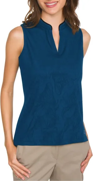 Floral Golf Polo Shirt for Women - Sleeveless Collarless Design - Quick Dry Racerback Tank Top w/Stretch Fabric