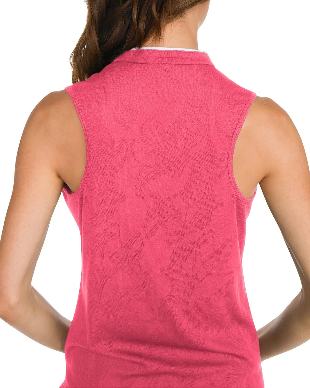 Floral Golf Polo Shirt for Women - Sleeveless Collarless Design - Quick Dry Racerback Tank Top w/Stretch Fabric