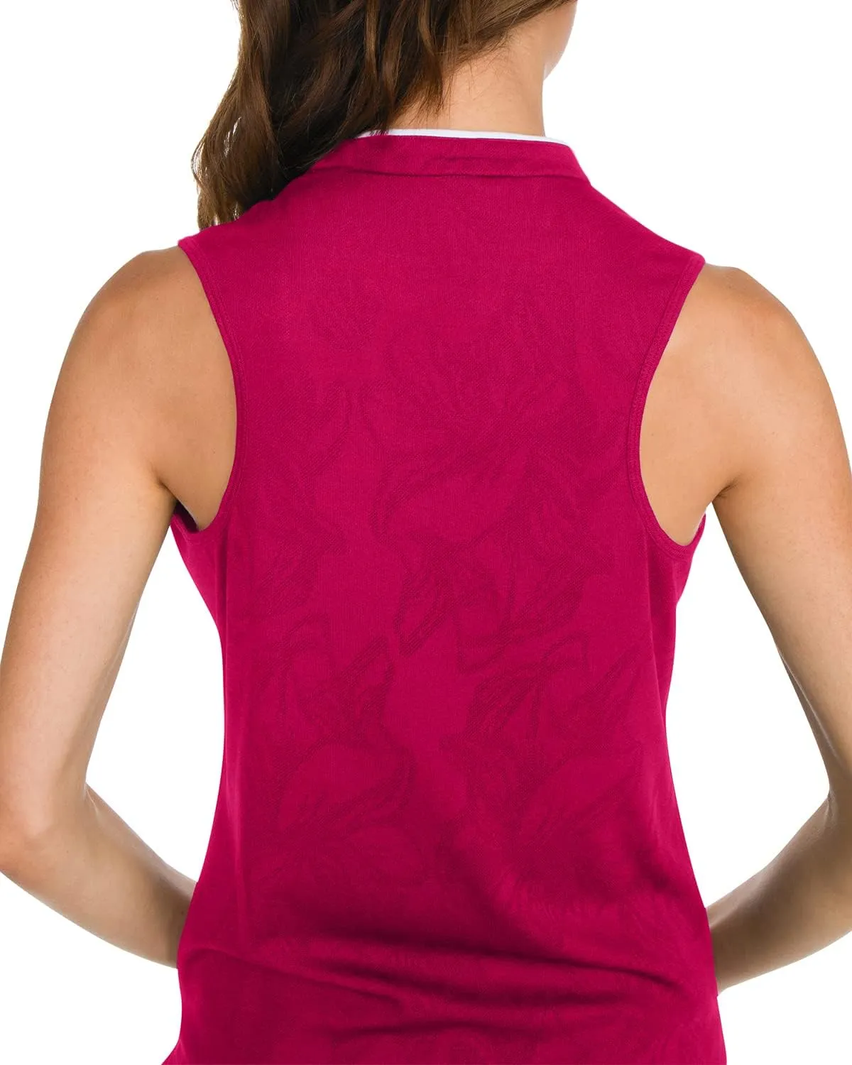 Floral Golf Polo Shirt for Women - Sleeveless Collarless Design - Quick Dry Racerback Tank Top w/Stretch Fabric