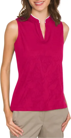 Floral Golf Polo Shirt for Women - Sleeveless Collarless Design - Quick Dry Racerback Tank Top w/Stretch Fabric