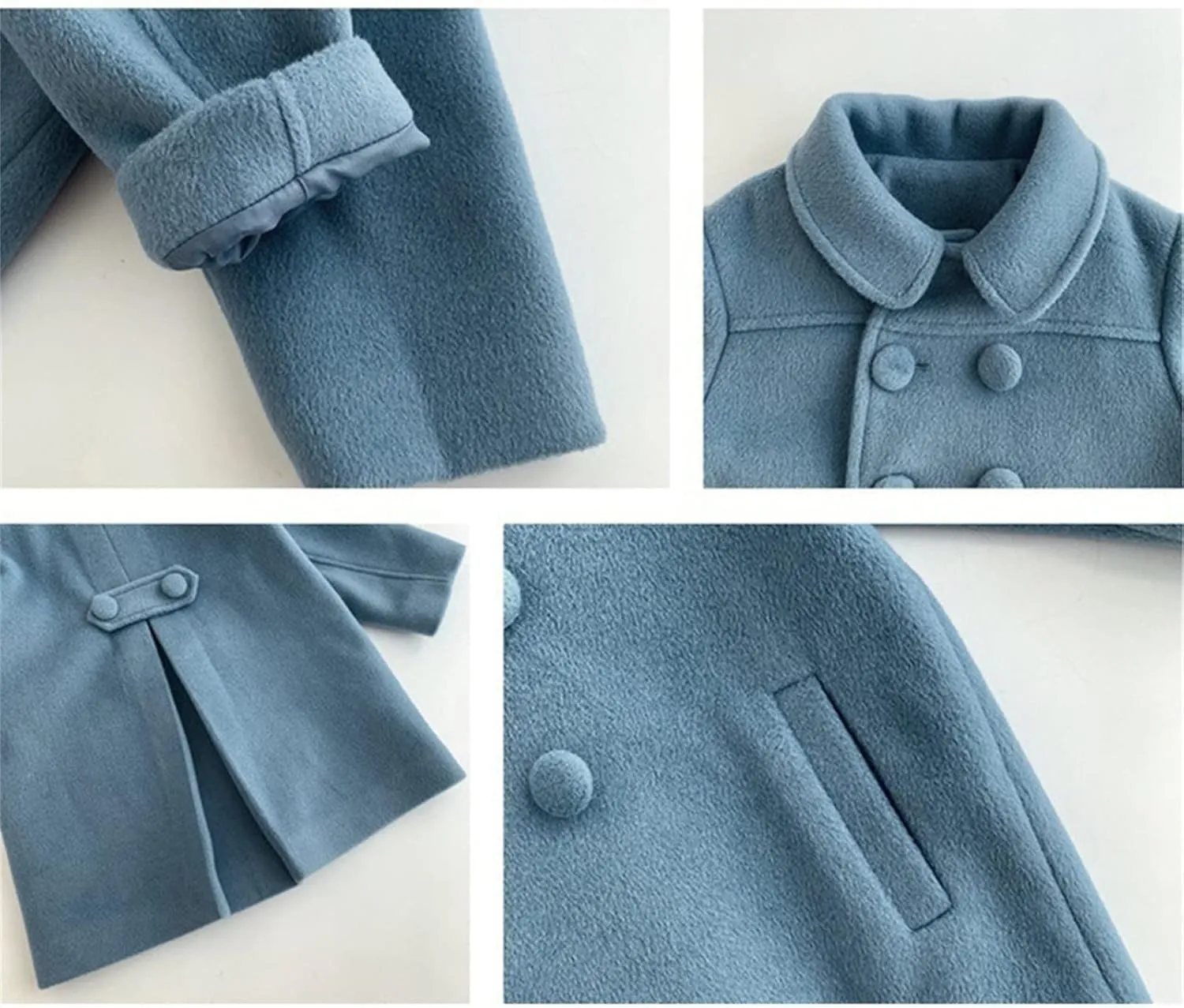 Girls Dress Coat Kids Winter Warm Jacket Long Sleeve Button Trench Coat Pocket Long Peacoat Outerwear 1~7 Years