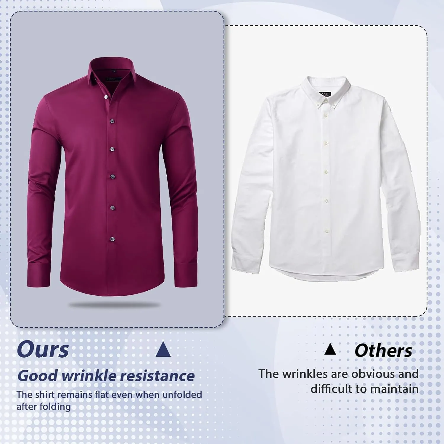 Gollnwe Men's Dress Shirt French Cuff Shirt for Men Slim Fit Stretch Spread Collar with Metal Cufflink