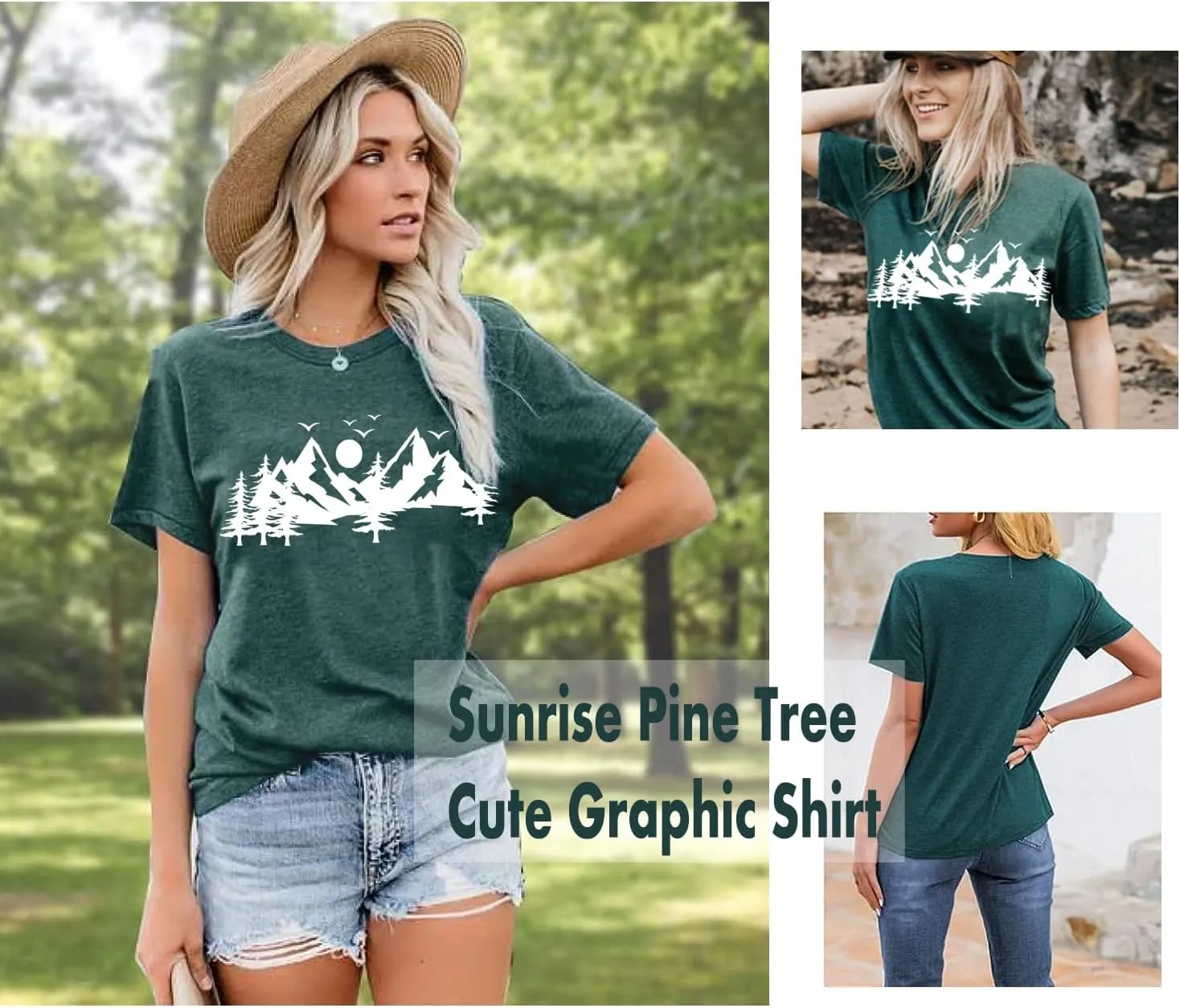 Happy Camp T-Shirt Women Hiking Mountain Adventure Novelty Workout Funny Saying Cute Graphic Athletic Shirt